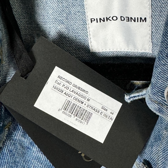 PINKO Record Denim Cropped Jacket (size L) - Picture 5 of 8